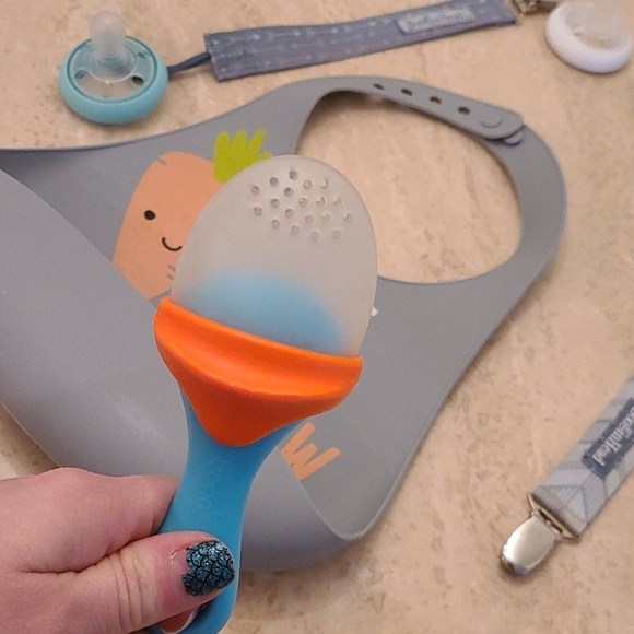 Baby Self Feeder, Pacifiers and Clips, & Bib - Picture 9 of 11
